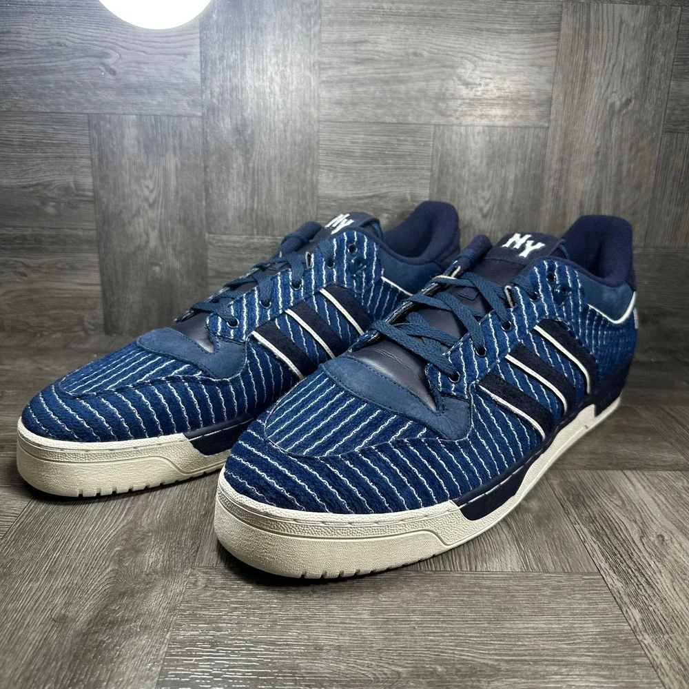 Adidas Rivalry Low 86 Mens 19 Navy Blue Pinstripe NY Streetwear Suede NEW IE7183